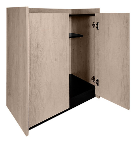 Gabinete Estación De Café Decomobil Mesa Auxiliar Multiusos Encino Polar - Negro Mate