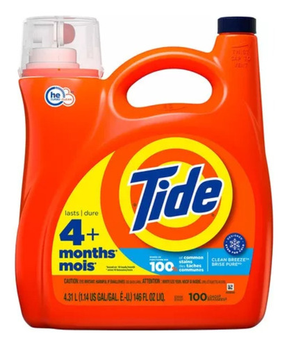 Tide Líquido Clean Breeze Detergente Para Ropa 4.31 L