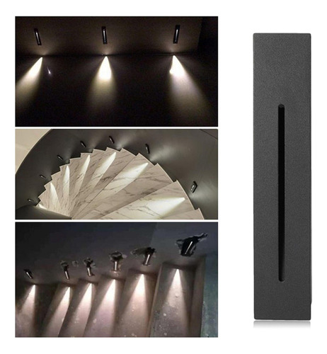 S Mini Luz De Escada De Parede Embutida Retângulo Preto