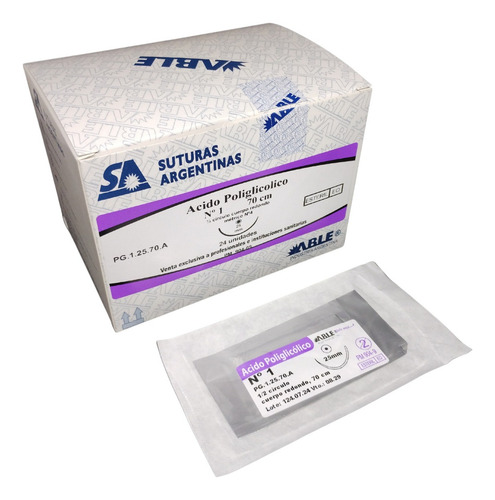 Vicryl Pga 1 -ag De 25mm 1/2 Círc Redondo De 70cm X 24 Un.