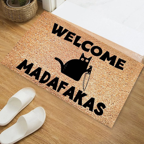 ./dark Cat Welcome Madafakas Full Print Doormat