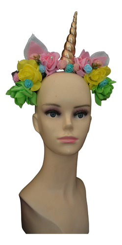 Diadema Unicornio Con Flores De Colores Festival Primavera