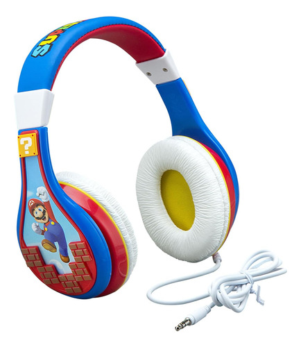 Ekids Super Mario Auriculares Niños, Diadema Ajustable, 3,5