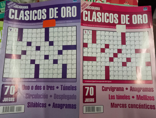 Crucigrama Clasicos De Oro X 8 Revistas C/50 Pg+2cruci Bolsi