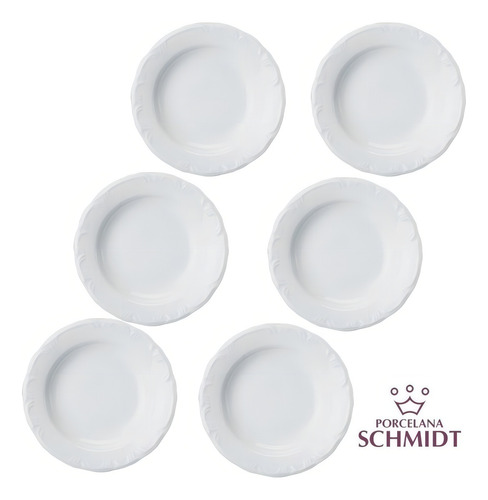 Juego de 6 platos hondos de porcelana Schmidt Pomerode, segunda línea