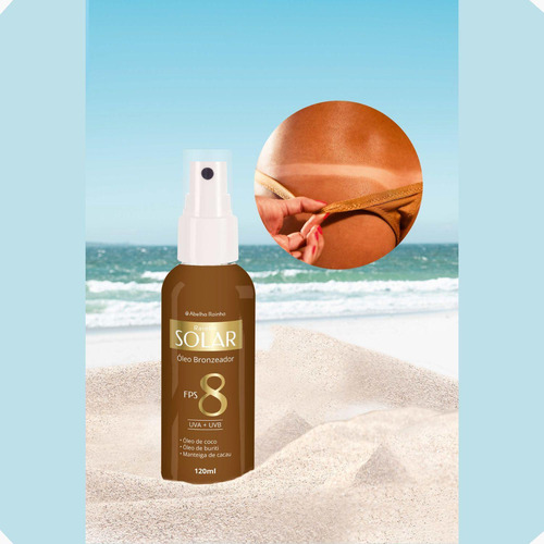 Óleo Bronzeador Fps 8 Uva + Uvb Óleo Coco E Buriti Manteiga