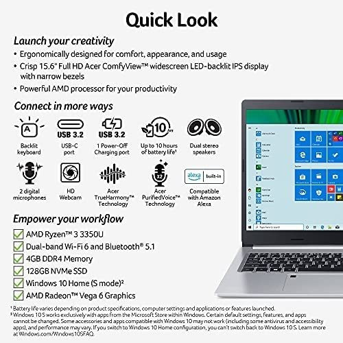 Notebook Acer Aspire 5 Ryzen 3 3350u 4gb Ram 128gb SSD 15.6 Gris.