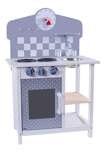 Cocina Infantil De Madera 2 Modulos Gris