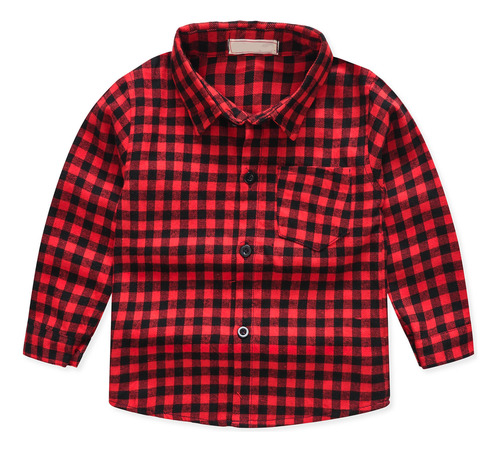 Chaqueta Tipo Camisa A Cuadros De Manga Larga Con Botones Y