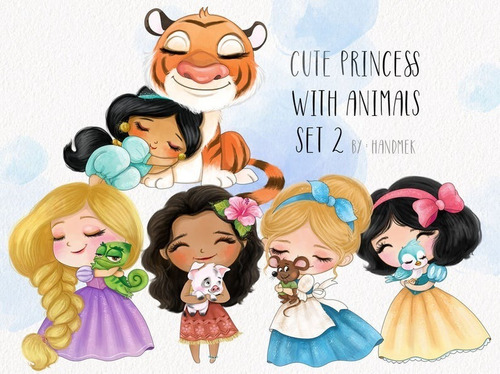 Cute Princesas Tri-pack (clipart) - Princesas Hk