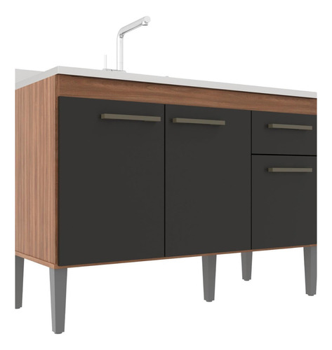 Bajo Mesada Mueble Cocina 3 Puertas 1 Cajon Realeza Muebles Web Color Manchester/grafito