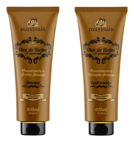 Kit Oleo De Ricino + D'pantenol Maxihair Shampoo+cond 500ml