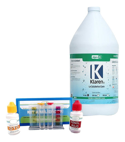 Algen Algicida Klaren 4lts + Kit Analizador Para Alberca