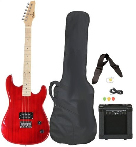 Guitarra Eléctrica Roja De Tamaño Completo Con Amplificador