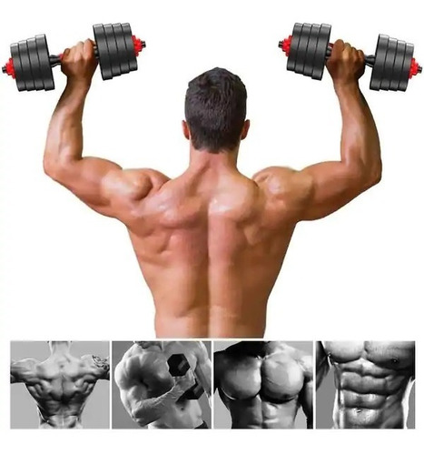 Imagen 5 de 8 de Set De Mancuernas 15kg Barra Armable Ajustable / Lhua Store