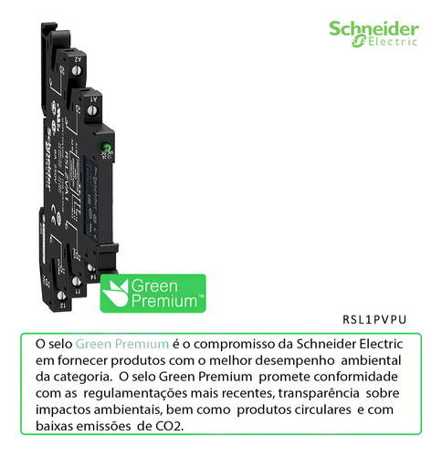 Relé Interface Acoplado 6A 230Vac/Cc 1Naf Com Led Ip40 RSL1PVPU Zelio Schneider Electric