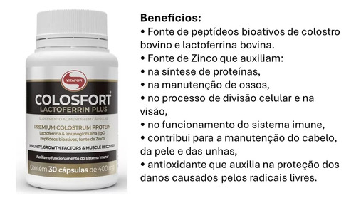 Kit 2 Colosfort Lactoferrin Plus 30 Cápsulas Vitafor