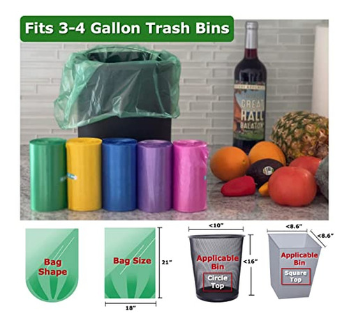 Bolsas De Basura De 4 Galones (420 Bolsas) Bolsas Pequeñas P