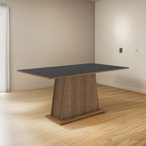 Mesa De Comedor Rectangular Madesa 6 Puestos Marrón Negro