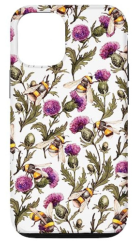 Funda Para iPhone 13 Scottish Thistle And Bumblebees Plas-02