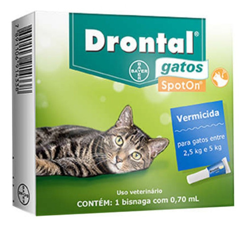 4 Drontal Gatos Spot On 0,7ml Vermífugo 2,5- 5,0kg Bayer