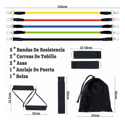 Juego De Bandas De Resistencia 5 Niveles Gimnasio Ejercicio