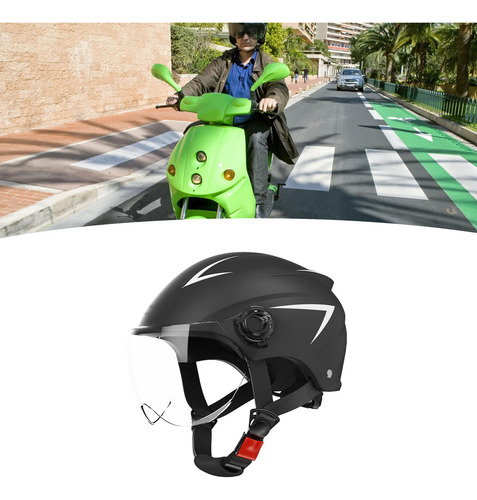 Casco Negro Con Media Cara Para Moto, Protección Solar, Volt