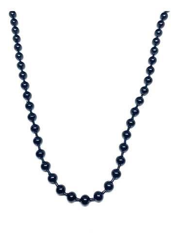 Imagen 3 de 3 de Cadena Tipo Bola Militar 6mm Acero Inoxidable Negro 70 Cm