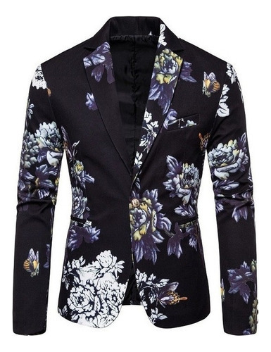 Abrigo Hombre Elegante Estampado Blazer Business Boda Fi