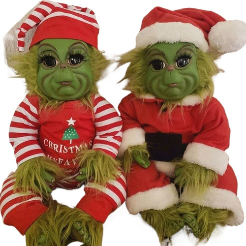 2 Piezas Muñeca Grinch, Lindo Peluche De Peluche Navideño