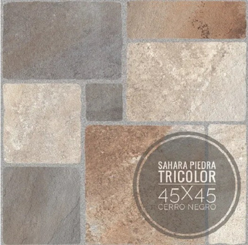 Cerámica Cerro Negro 45x45 Sahara Piedra Tricolor 1° Calidad