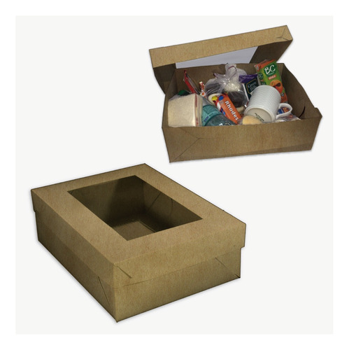 Cajas Para Desayunos Meriendas Kraft C/ Visor Pack X 100