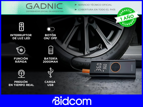 Compresor De Aire Portátil Gadnic Mini Neumáticos Bateria