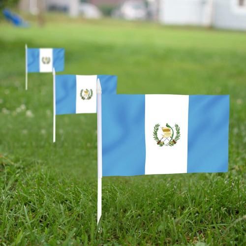 Mini Banderas Anley , Con Vara, Por 12 Unidades De Guatem...