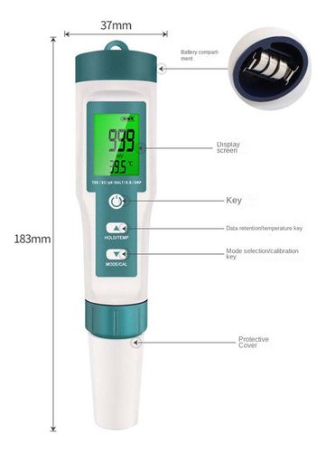 Lápiz Medidor De Calidad Del Agua 7 En 1 Para Medir Ph/tds/e