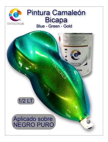 Pintura Tornasol Bicapa X 1/2 Litro Azul - Verde - Oro