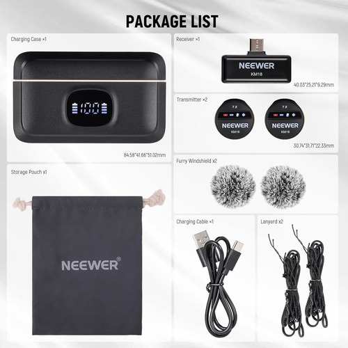 Neewer Km18 Micrófono Inalambrico Profesional Negro