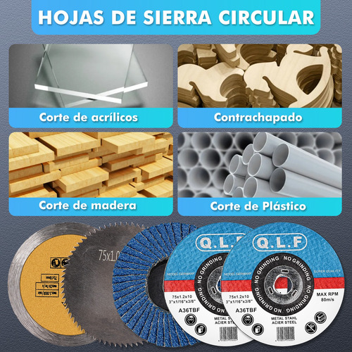 Discos De Corte Metal Disco De Lija 3/8 Pulgadas 75 Mm 5 Uds