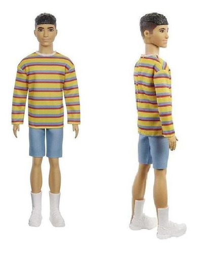 Boneca Barbie Ken Camiseta Listrada 175 30cm - Mattel Dwk44