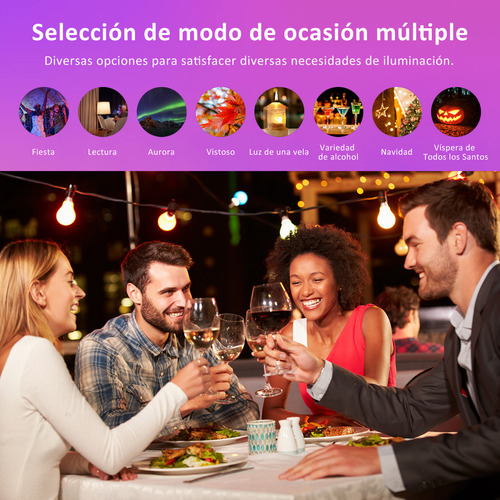 4 Focos Led Lapurete's Inteligentes Wifi Rgbcw Alexa Google 9w 800lm Música Voz Multicolor 2.4ghz E26 Smart Bulb Ajustable 2700-6500k Bluetooth Control De Android Ios Surplife/briturn App
