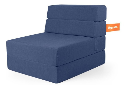 Sofa Cama Individual Agusto ® Sillon Puff Plegable Colchon Color Azul