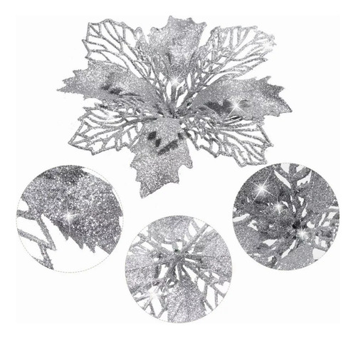20 Pcs Flores De Navidad Con Clip Decoraciones Navideñas