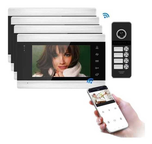 Kit Video Portero Inteligente Tuya Smart 4 Departamentos