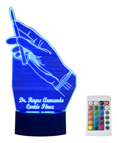 Lampara Mano Cirujano Personalizado Con Tu Nombre, Led Rgb 