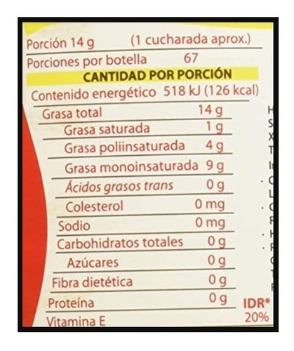 Aceite Vegetal Comestible 123 Con 3 Piezas De 1 Litro