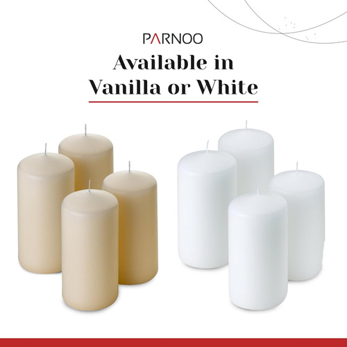 Velas De Pilares Sin Perfume De Vainilla Parnoo 3x6 (conjun