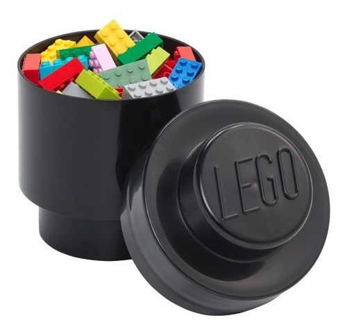 Lego Bloque Apilable Original Contenedor Redondo Black