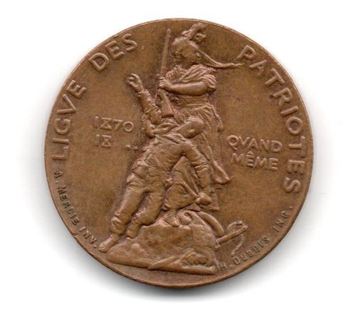 Medalla Francia Liga De Patriotas Año 1882 Excelente