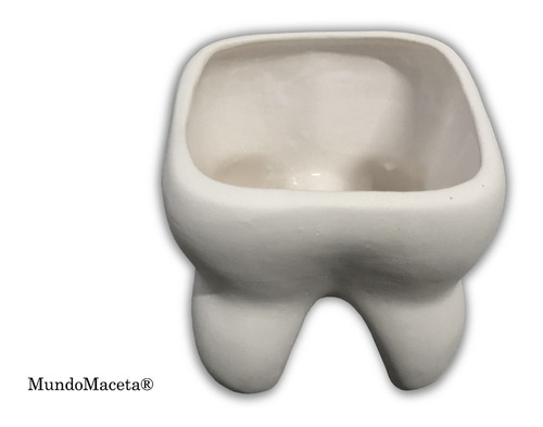 Imagen 2 de 3 de 2 Maceta Muela De Cerámica Para Pintar Dentista