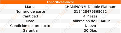 Set 4 Bujías Doble Platino Astra L4 2.2l 01/03 Champion